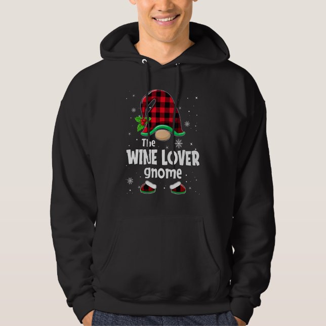 Moletom The Wine  Gnome Buffalo Plaid Christmas Matching F (Frente)