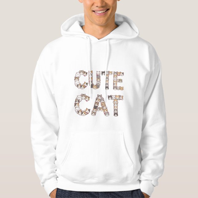 Moletom The words "CUTE CAT" are made using cat faces (Frente)