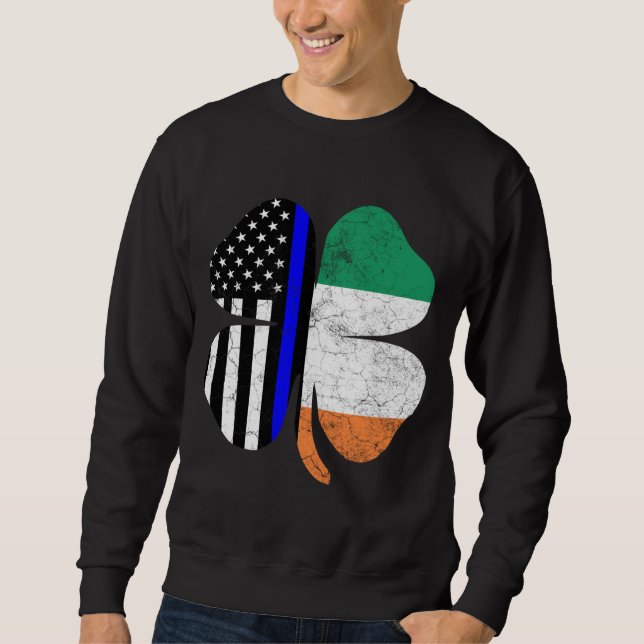 Moletom Thin Blue Line Flag Dia de São Patrício irlandês a (Frente)
