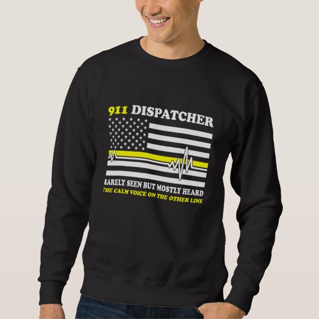 Moletom Thin Yellow Line 911 Dispatcher Raramente Visto, M (Frente)