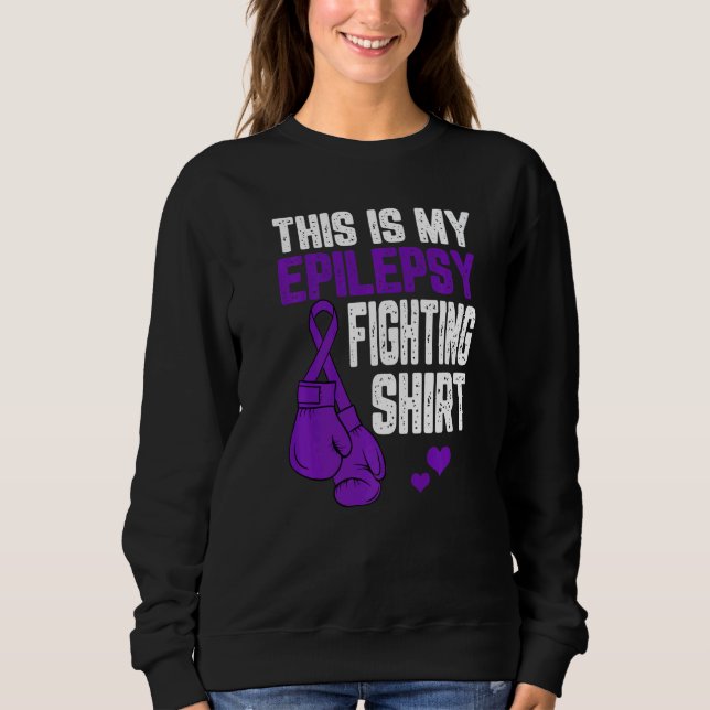 Moletom This Is Epilepsy Fighting  Boxing Gloves Purple Ri (Frente)