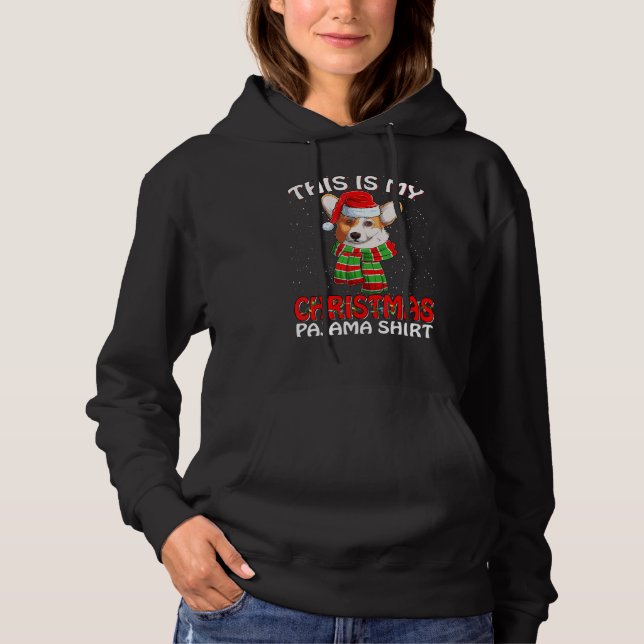 Moletom This Is My Christmas Pajama  Corgi Dog Hat Santa X (Frente)