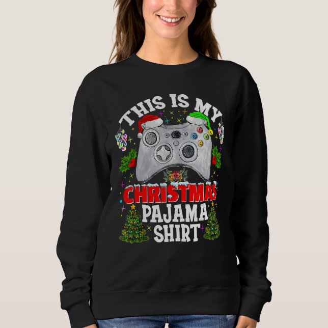 Moletom This is My Christmas Pajama Santa Hat Gamer Video  (Frente)
