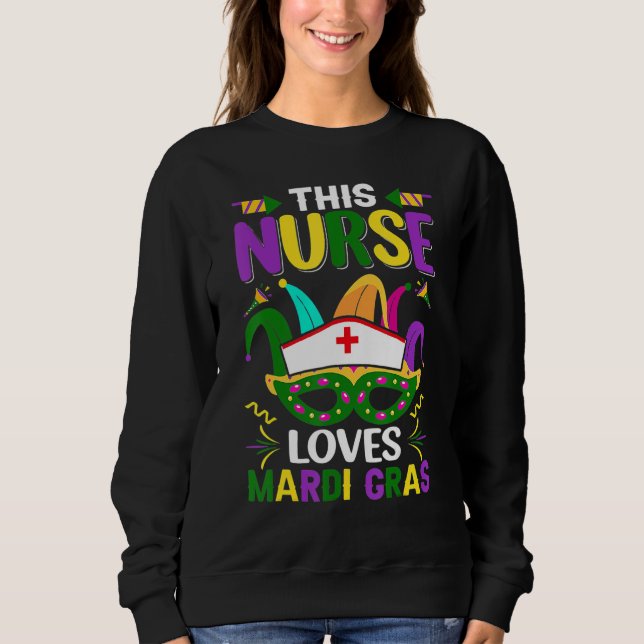 Moletom This Nurse Loves Mardi Gras Mask Ribbons_1 (Frente)