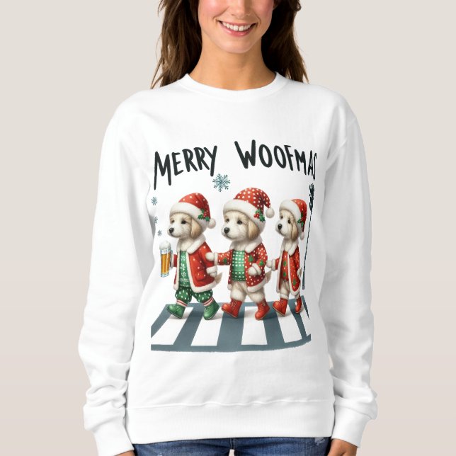 MOLETOM THREE ADORABLE CHRISTMAS DOGS MERRY WOOFMAS (Frente)