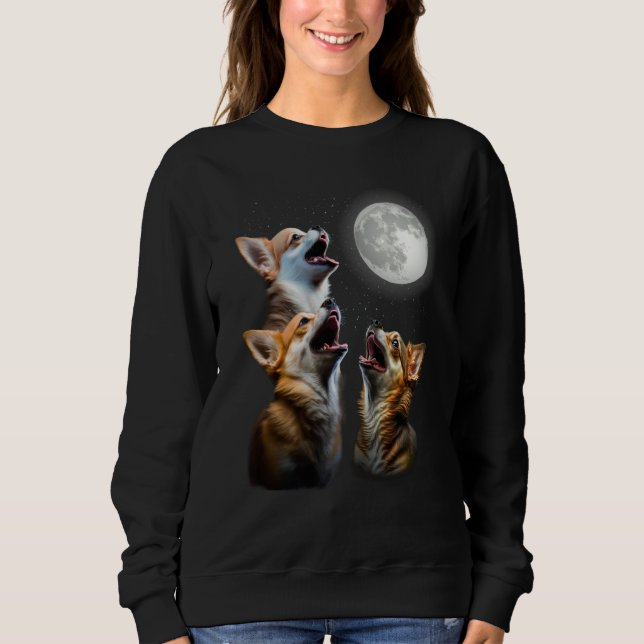 Moletom Three Chihuahuas Howling Chihuahuas Howl At Moon (Frente)