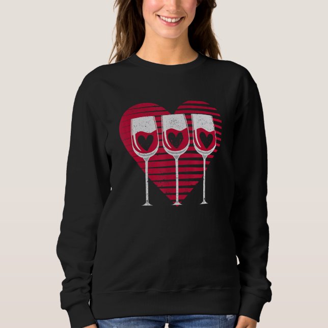Moletom Three Glasses Wine  Heart  Couples Valentine's Day (Frente)