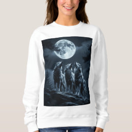 Moletom Three Wolves Howling at the Full Moon - Three Wolf