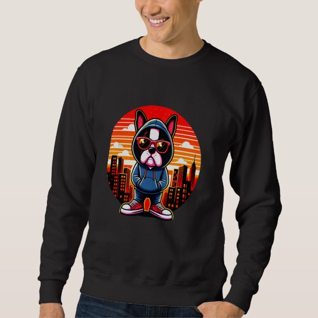 Moletom Thug Dog Boston Terrier Gangster Dog Design (Frente)