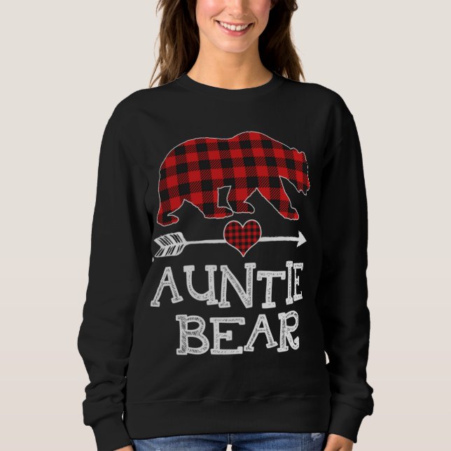 Moletom Tia Bear Christmas Pajama Red Xadrez Buffalo Fam (Frente)