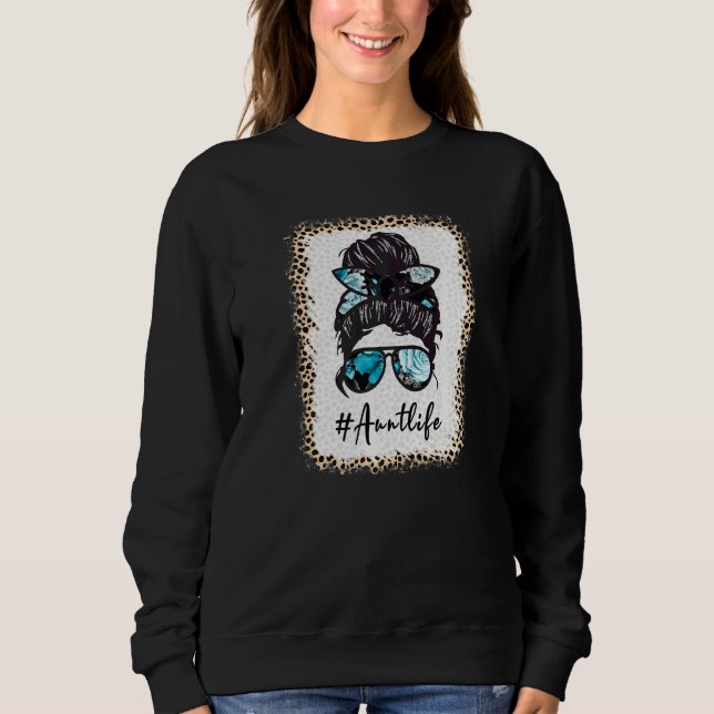 Moletom Tia Life Bleached Auntlife Leopard Messy Bun Moth (Frente)