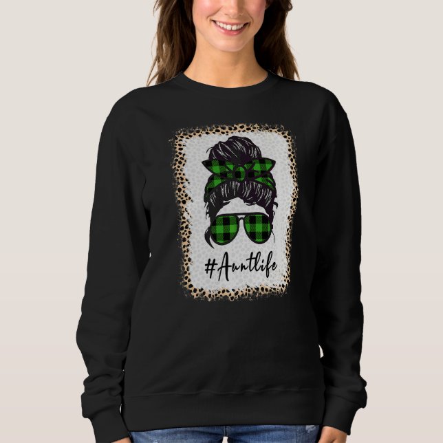 Moletom Tia Life Bleached Auntlife Leopard Messy Bun Moth (Frente)
