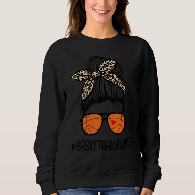 Moletom Tia Life Leopardo Messy Bun Mãe de Basquete (Frente)