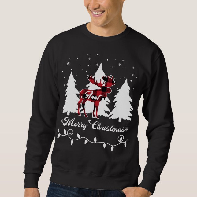 Moletom Tia Moose Buffalo Xadrez Vermelho Natal Combinando (Frente)
