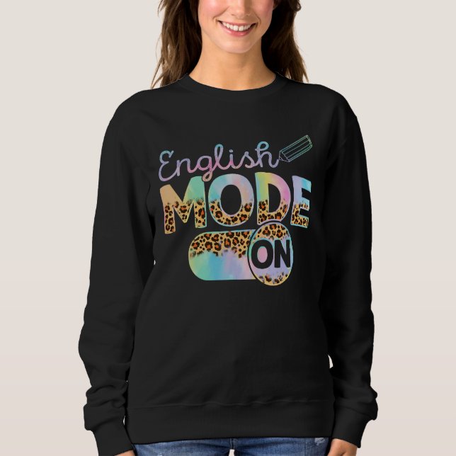Moletom Tie Dye Back To School English Mode On Cute Leopar (Frente)