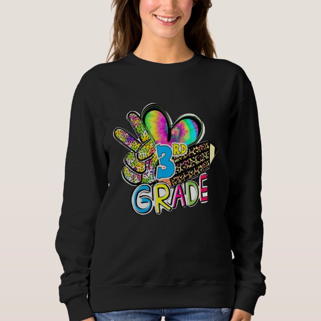 Moletom Tie Dye Hello Third 3rd Grade First Day Of School  (Frente)