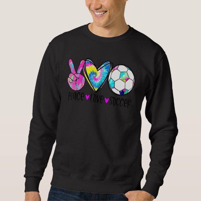 Moletom Tie Dye Peace Love Soccer Cute Design Heart Ball (Frente)