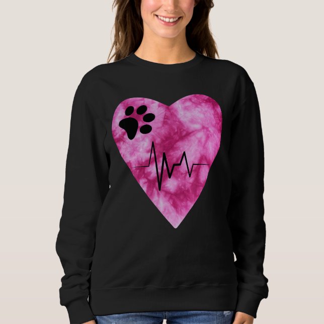 Moletom Tie Dye Print  Pet Love Heartbeat Pulse (Frente)