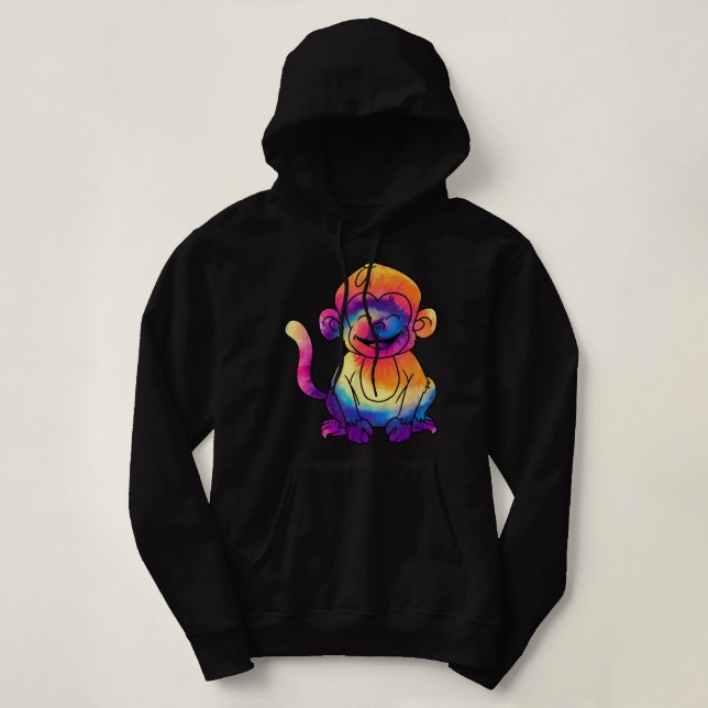 Moletom Tie-Dye Psychedelic Chimpanzee Mackey Ape Willife (Frente do Design)