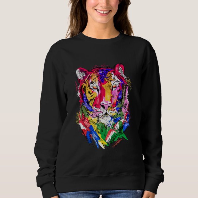 Moletom Tiger animal motif, colourful animal print art (Frente)