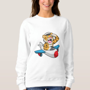 Moletom Tiger como piloto no avião