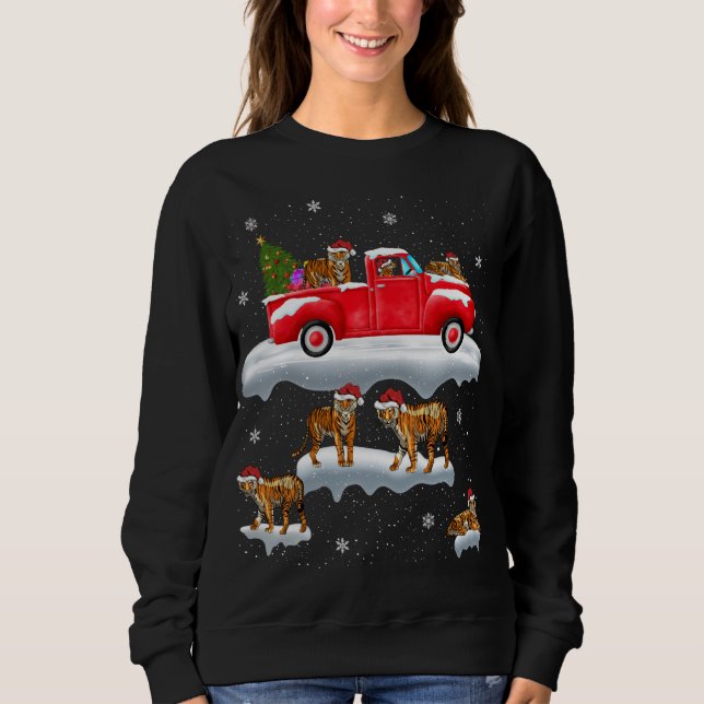 Moletom Tiger Riding Red Truck Feliz Natal X mas Feio (Frente)