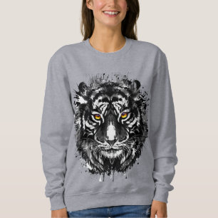 Moletom Tiger Sweatshirt Desenho de Tigre Preto e Branco