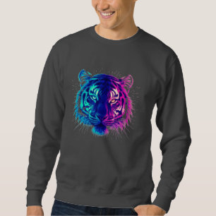 Moletom Tigre Branco Neon – Arte de Vida Selvagem Cyberpun