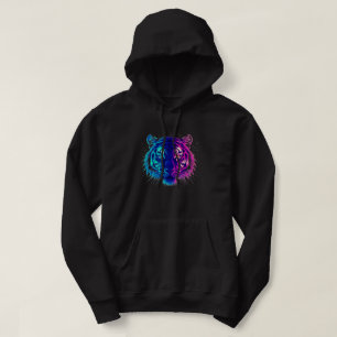 Moletom Tigre Branco Neon – Arte de Vida Selvagem Cyberpun