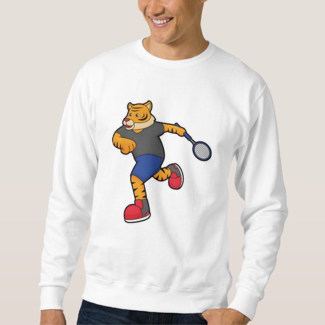 Moletom Tigre como Tênis com raquete Tênis (Frente)