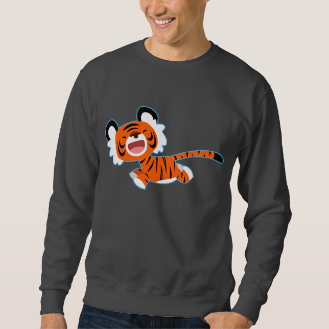 Moletom Tigre De Cartoon Gelado Na Camisa-T Corrida (Frente)