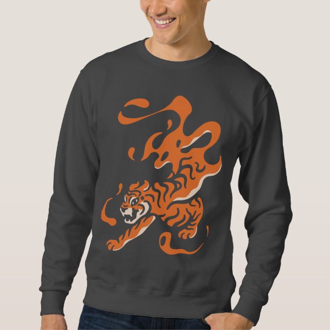 Moletom Tigre Fiery: Design Ousado Asiático (Frente)