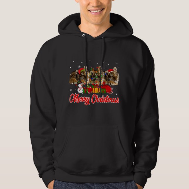 Moletom Tigre Natal Pajama Funny Xmas Lights (Frente)