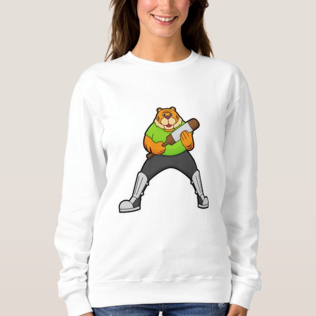 Moletom Tigre no Cricket com morcego de Cricket (Frente)