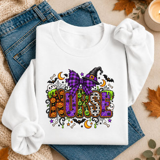 Moletom Tipografia de Enfermeira de Halloween com Chapéu d