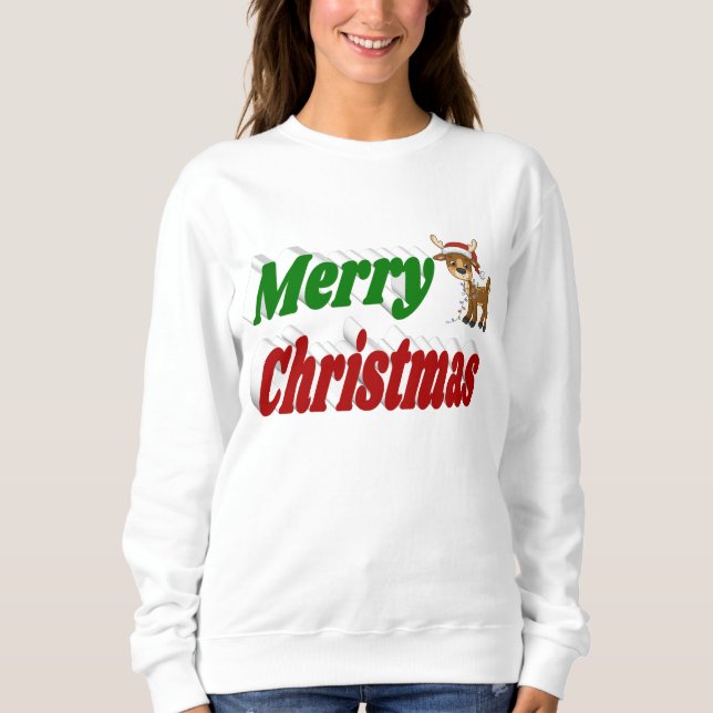 Moletom Tipografia de Merry Christmas Reindeer (Frente)