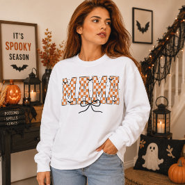 Moletom Tipografia de Morcegos de Halloween com Laço Xadre