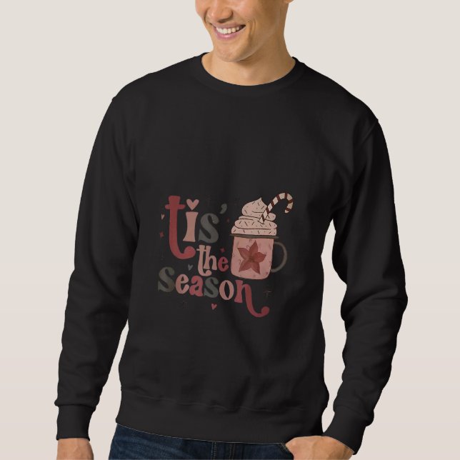 Moletom Tis The Season Groovy Christmas Coffee Santa Claus (Frente)