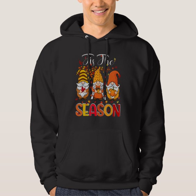 Moletom Tis The Season Three Gnomes Pumpkin Fall Leaves Th (Frente)