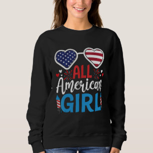 Moletom Toda garota americana óculos de sol com a bandeira