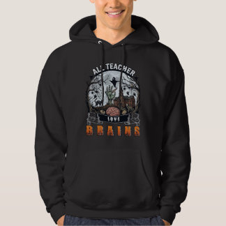 Moletom Todo Professor Ama Cérebros Halloween Zumbi Mão As