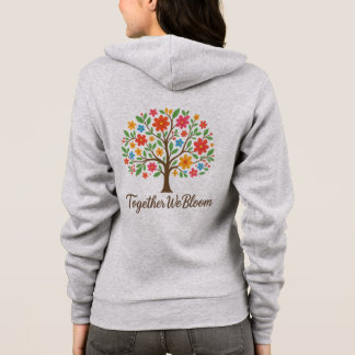 Moletom Together We Bloom Floral Tree Illustration Zip-Up