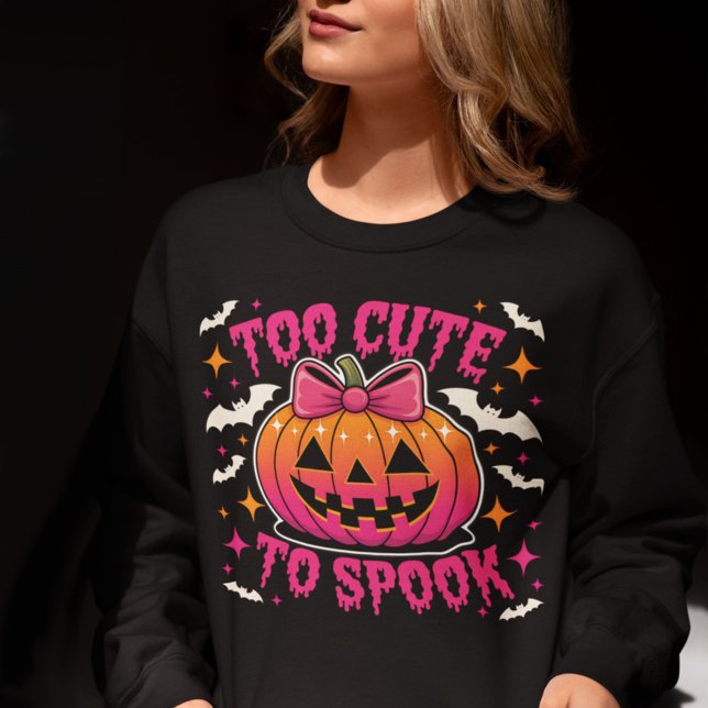 Moletom Too Cute to Spook Pink Coquette Halloween Pumpkin (Criador carregado)