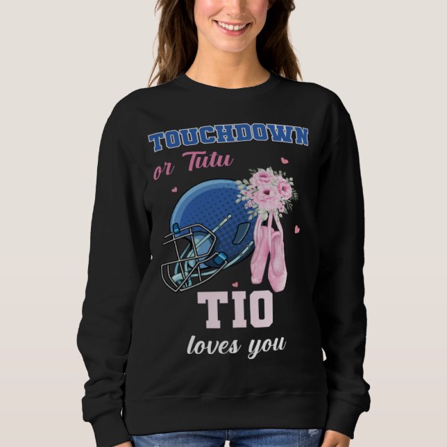 Moletom Touchdown Or Tutu Tio Loves You Gender Reveal Boy  (Frente)