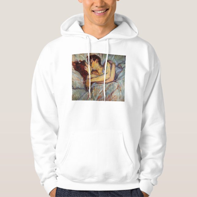 Moletom Toulouse-Lautrec na cama o Hoodie do beijo (Frente)
