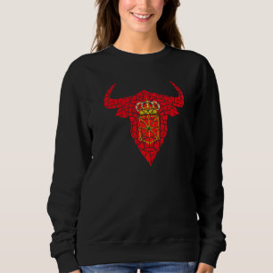Moletom Touro Cabeça Bandeira de Navarra Mosaico St Fermin