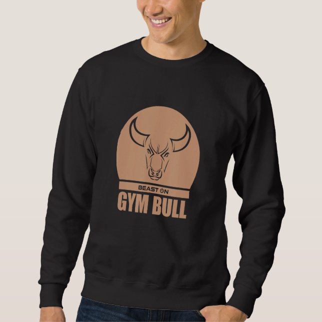 Moletom Touro de academia Cabeça Fera Bege Academia Fitnes (Frente)