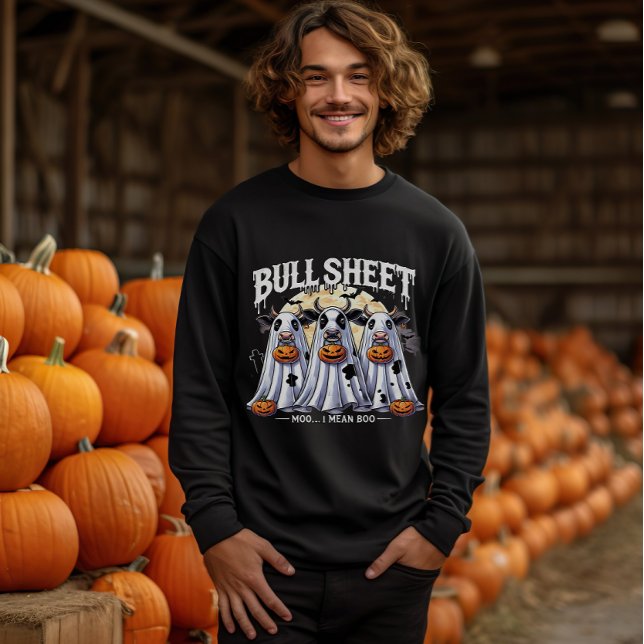 Moletom Touro Folha Moo Touros Engraçados Felizes Homens d (Bull Sheet moo Funny bulls Happy Halloween men Sweatshirt)