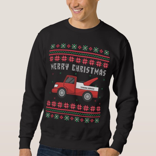 Moletom Tow Truck Ugly Christmas Sweater (Frente)