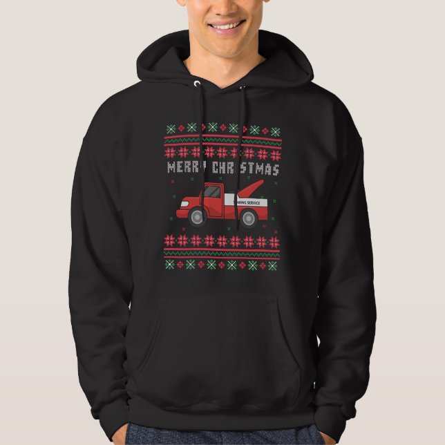 Moletom Tow Truck Ugly Christmas Sweater (Frente)
